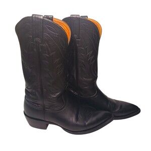 Nocona Boots Women's Size 8 B Black 7501 Leather Western Cowboy Embroidered USA
